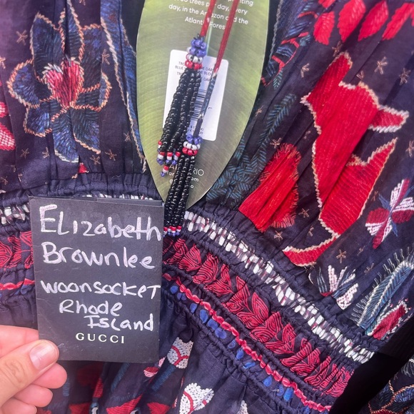 Farm Rio Tropical Shine Women's Floral Top - Red and Blue Size Large - Picture 3 of 5